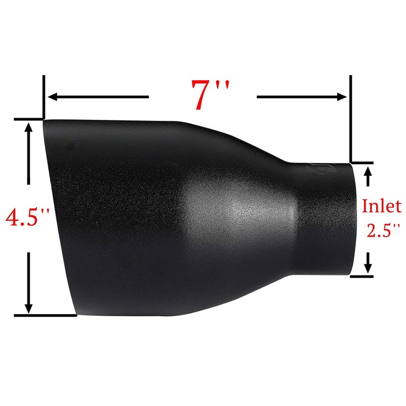 TriTrust Exhaust Tip, 2.5 Inch Inlet, 4.5'' Outlet 7'' Long Muffler Tip, Powder Coated Black Stainless Steel Truck Car Tail Tip, Weld On 2.5'' Outer Diameter Tailpipe, 2.5"ID x 4.5"OD x 7"L - Image 2